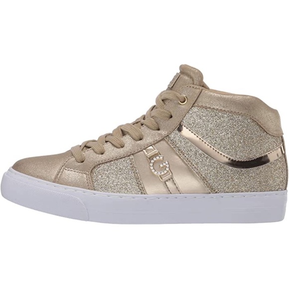 New G by GUESS Gettie Gold Multi Texture Sneakers - Picture 4 of 11